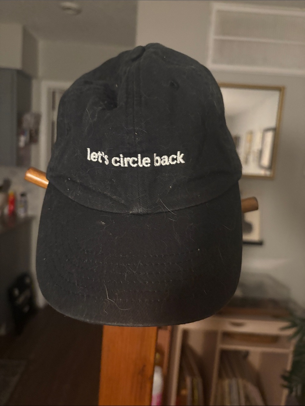 Black Dad Hat with "let's circle back" Embroidery